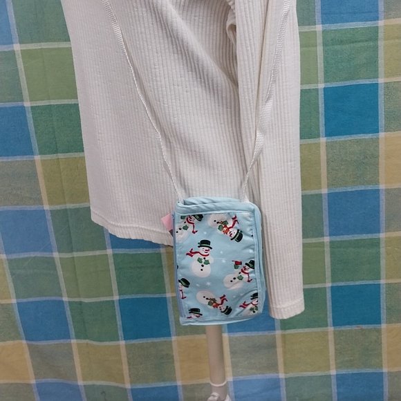 2837 Snowman Pattern Smart Phone Crossbody Zippered Wallet Bag - Picture 5 of 5